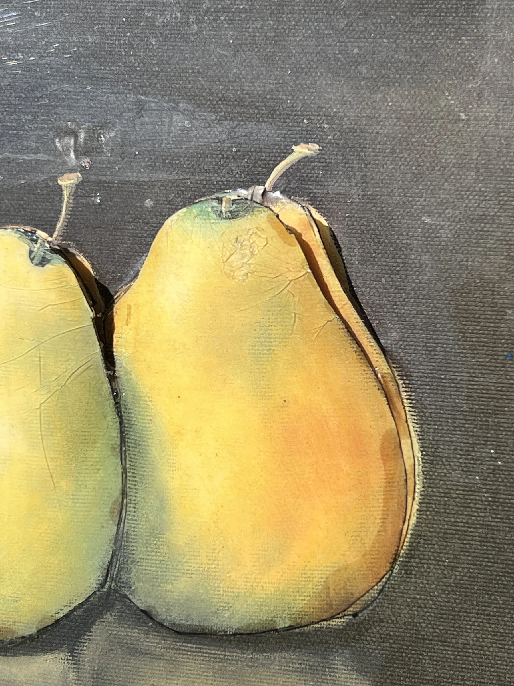 🍐 Op druk bord gesigneerd MLRomero – Stilleven met peren & glas – Vintage – photo 6